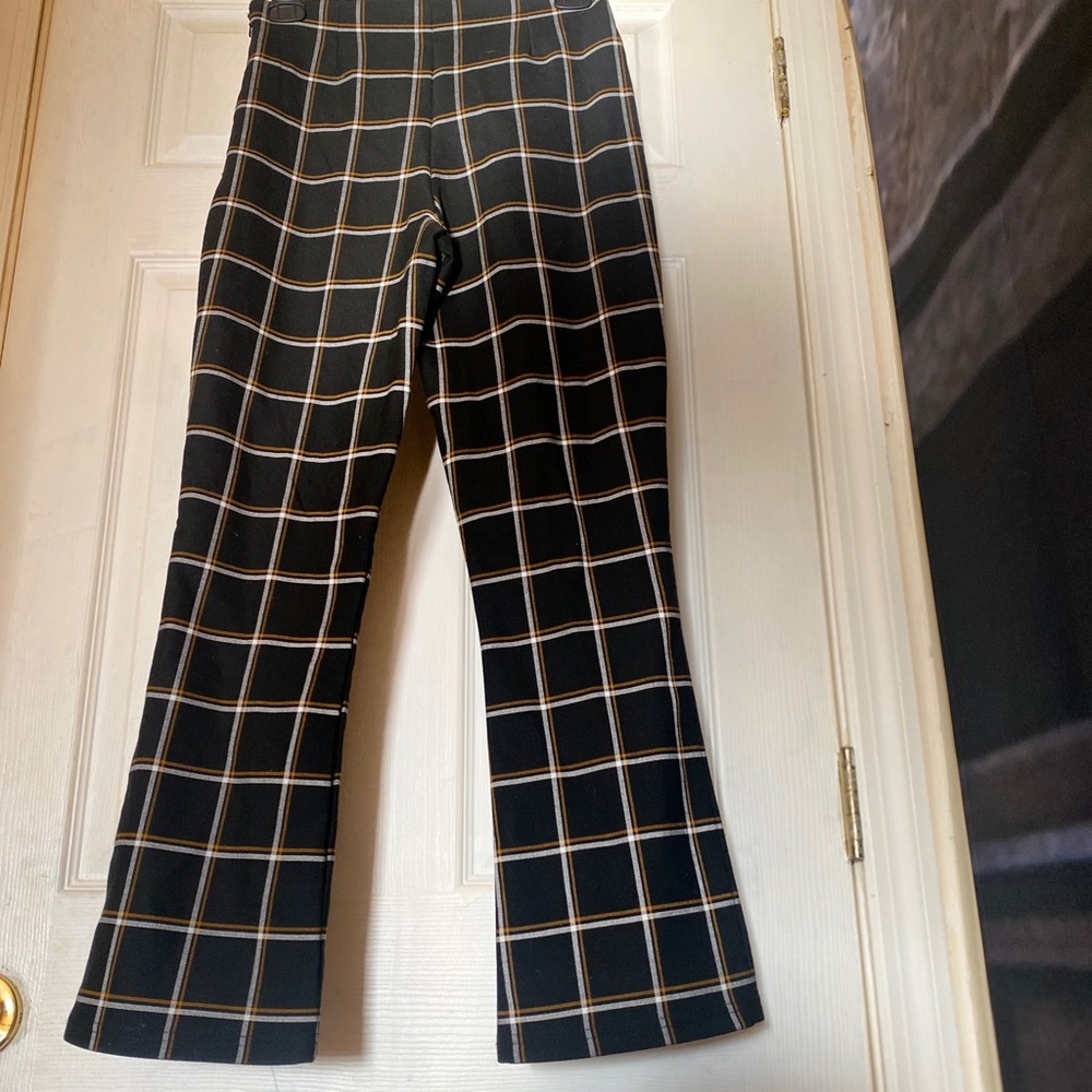 Plaid ankle flare pants
